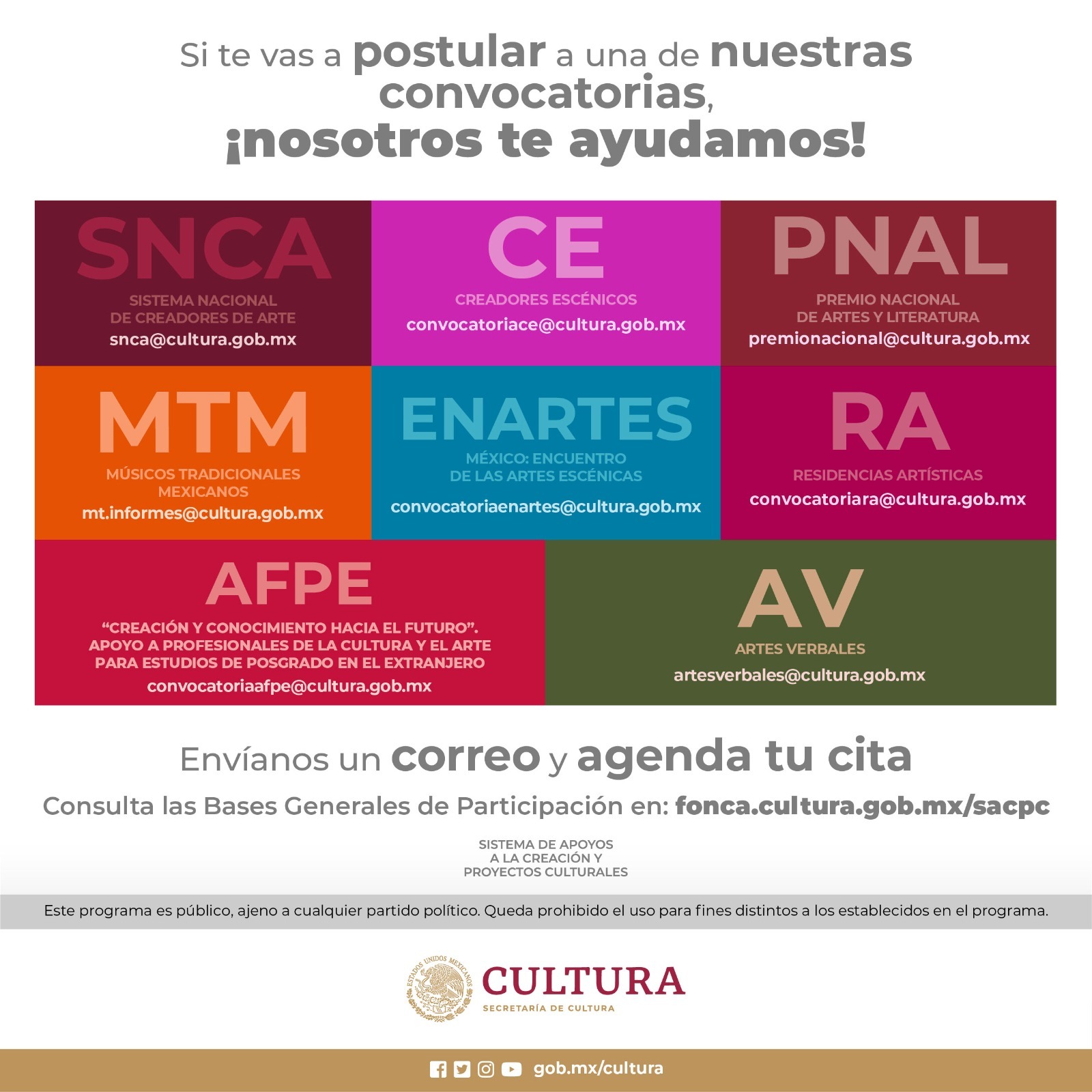 Están abiertas 17 convocatorias nacionales y estatales del Sistema de Apoyos a la Creación y Proyectos Culturales