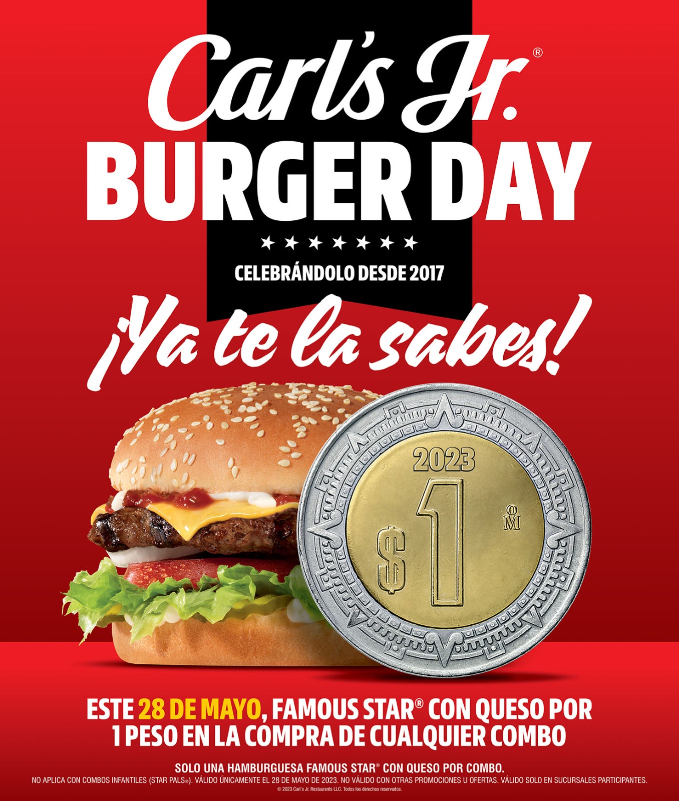 ¡Hamburguesas a un peso! Así celebrará Carl´s Jr. el Día de la Hamburguesa