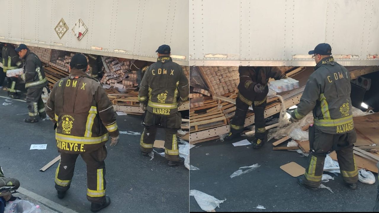 Caja de tráiler se parte a la mitad en la avenida Ignacio Zaragoza
