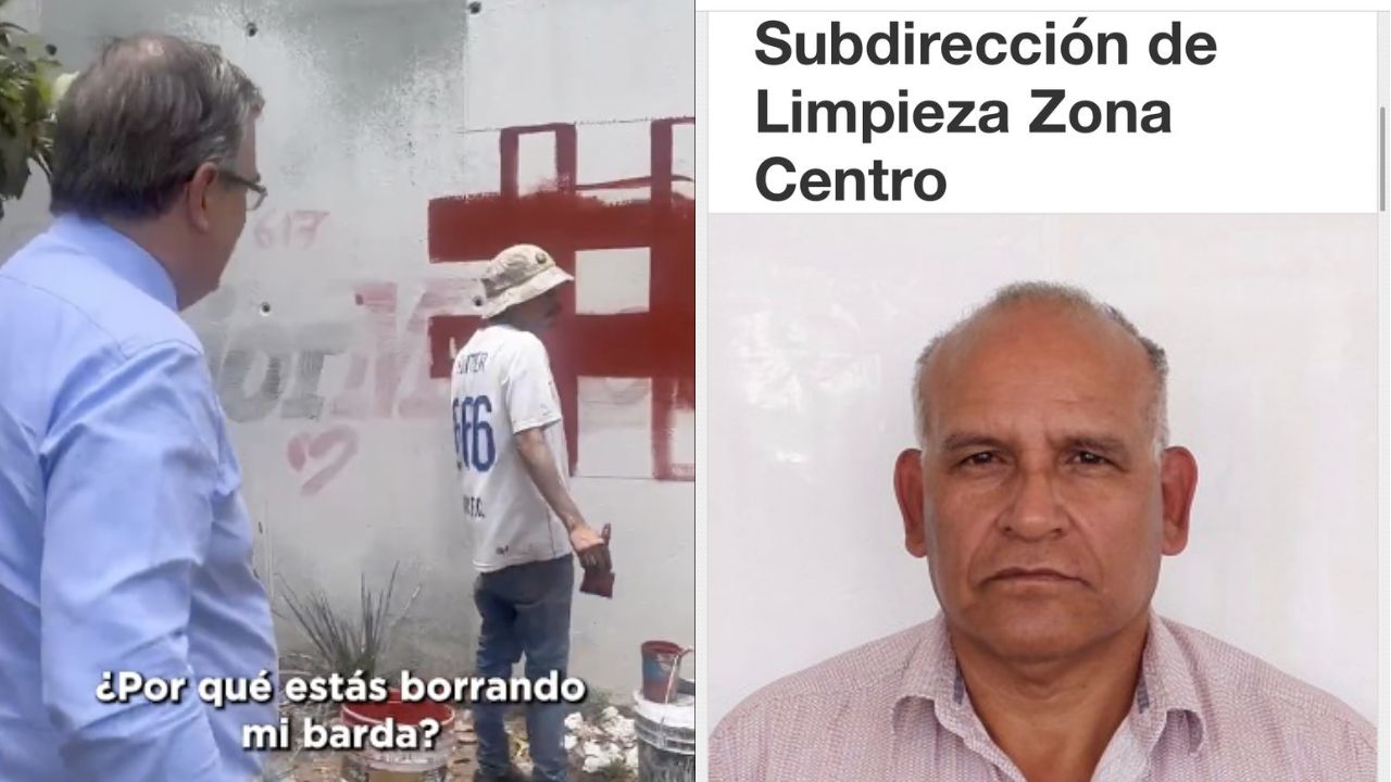 Identifican como funcionario de CDMX a hombre que borro barda de Ebrard