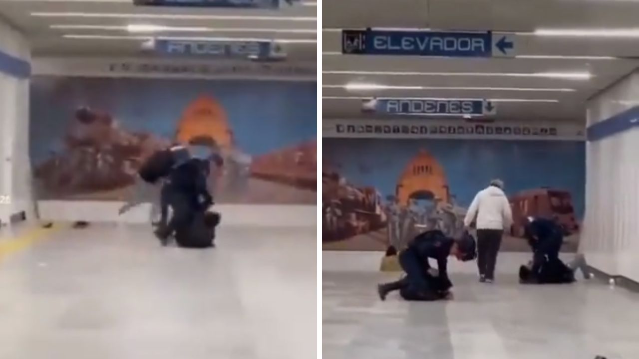 Jóvenes se enfrentan a policías en Metro Revolución