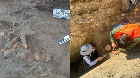 Tesoro arqueológico en Puebla: Descubren 11 entierros en obras de drenaje en Cholula