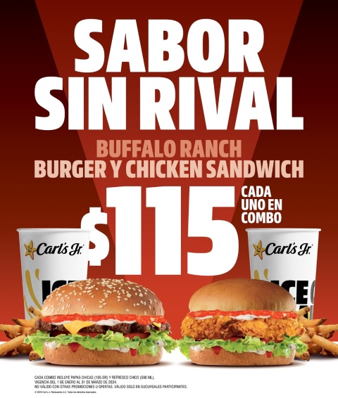 ¡Sabor sin rival: un “búfalo” desbocado de intensidad! Así es la nueva oferta de Carl’s Jr.