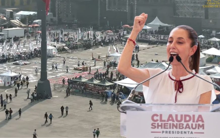 CNTE despeja el Zócalo para cierre de campaña de Sheinbaum