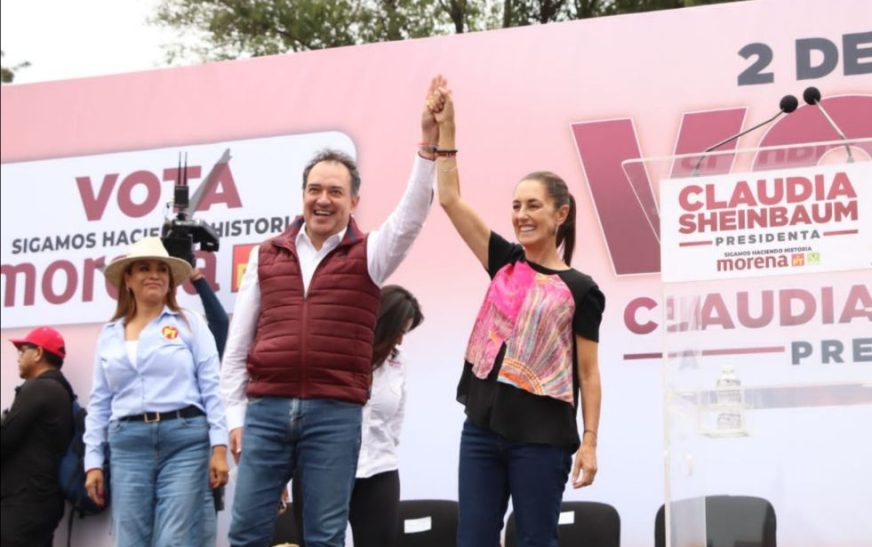 Gonzalo Alarcón recibe apoyo de Claudia Sheimbauem para llevar a Atizapán la primera universidad del Bienestar