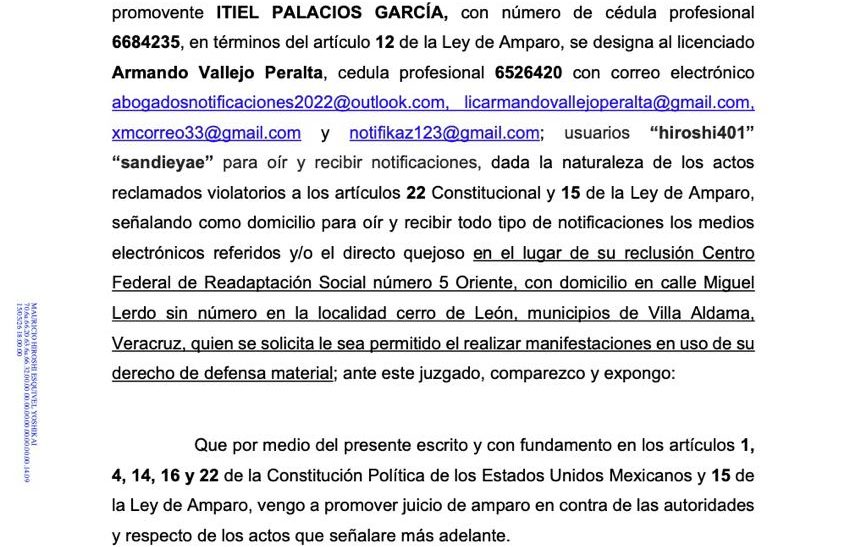 Amenazan integridad física de Itiel Palacios en Cefereso 5 de Veracruz