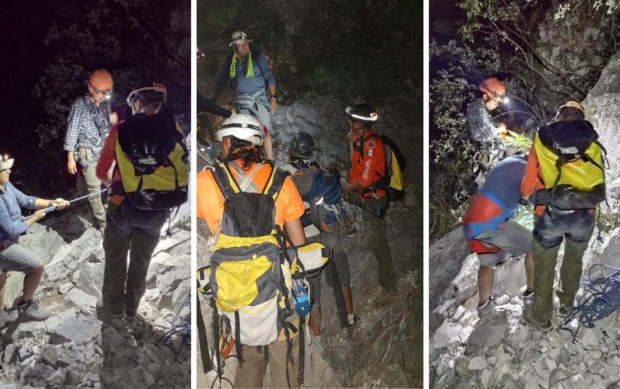 Rescatan rappelistas atrapados en la Cueva de la Virgen en NL