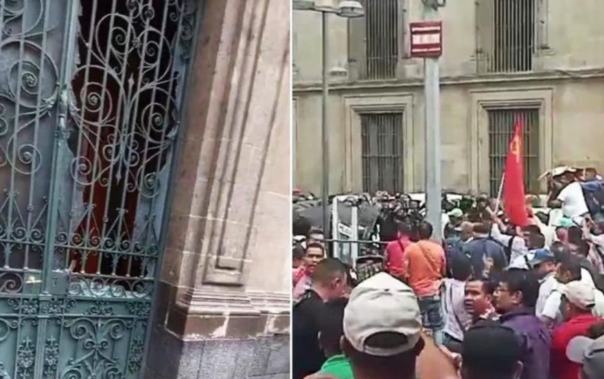 CNTE y policías se enfrentan frente a Palacio Nacional