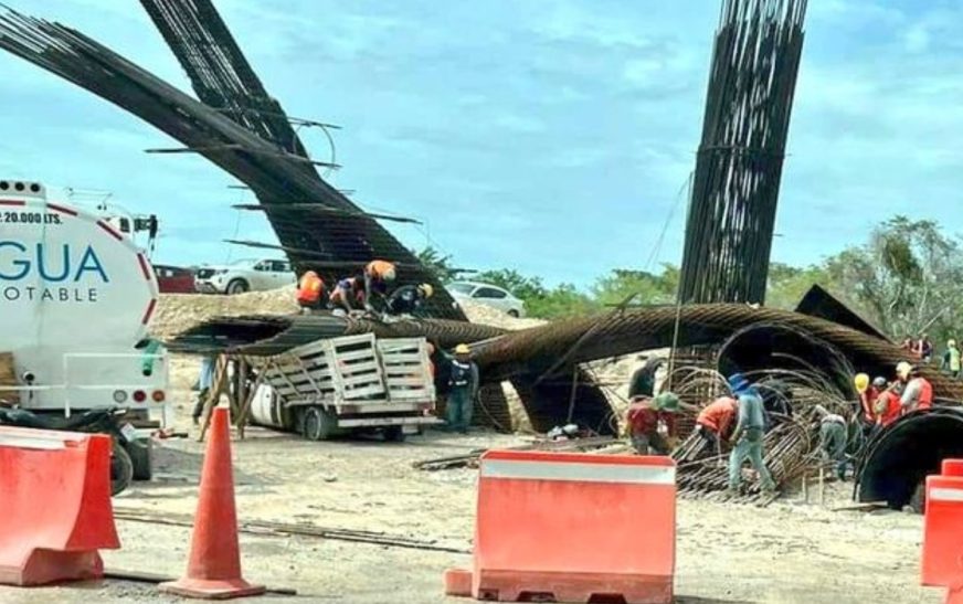 Lluvias provocan colapso de sección de puente del tramo 7 del Tren Maya