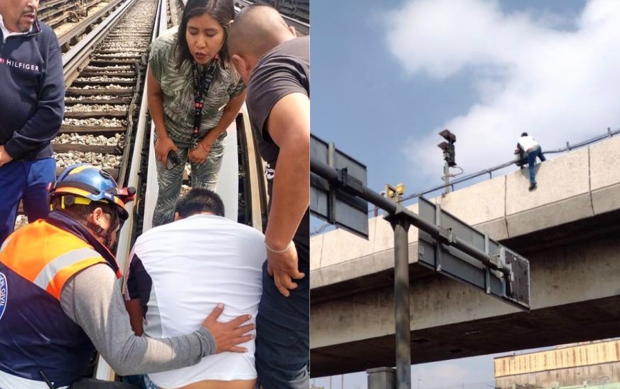 Rescatan a hombre que pretendía arrojarse de vías elevadas del Metro Consulado