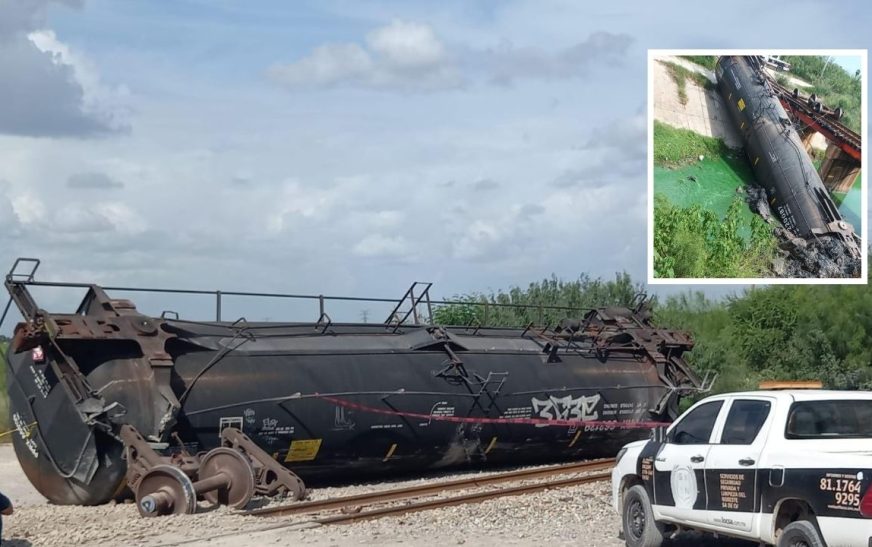 Se descarrila y vuelca tren cargado de gasolina en Reynosa