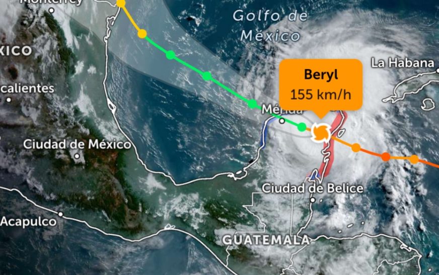 ‘Beryl’ entra por el norte de Tulum como huracán categoría 2