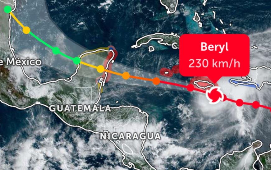 ‘Beryl’ se dirige a la Península de Yucatán como huracán categoría 3