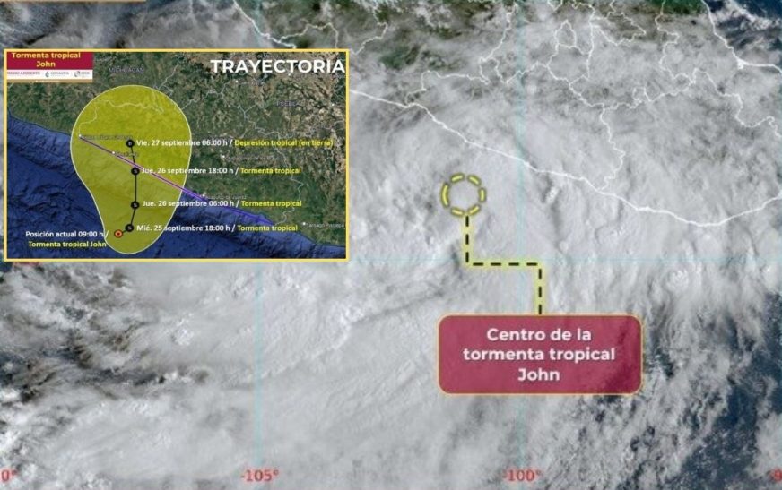 ‘John’ se fortalece y regresa como tormenta tropical enfilando a Guerrero