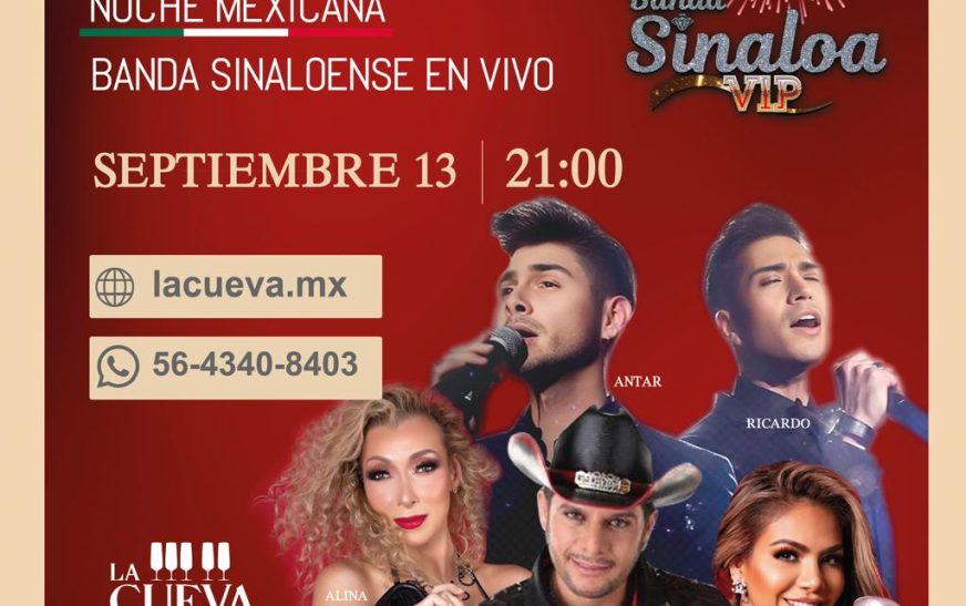 SINALOA VIP se presentará en la CUEVA de Rodrigo de la Cadena como parte de las celebraciones de la noche mexicana