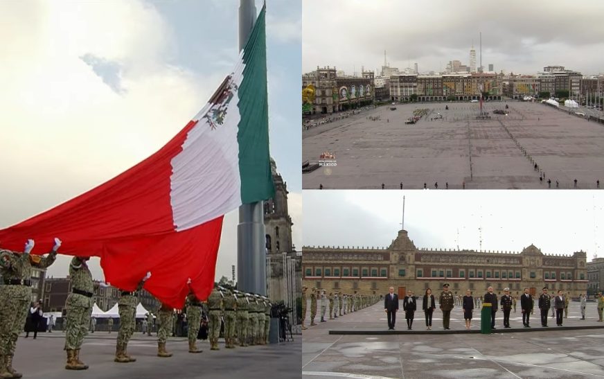 Realizan izamiento de bandera en memoria de víctimas de sismos de 1985 y 2017