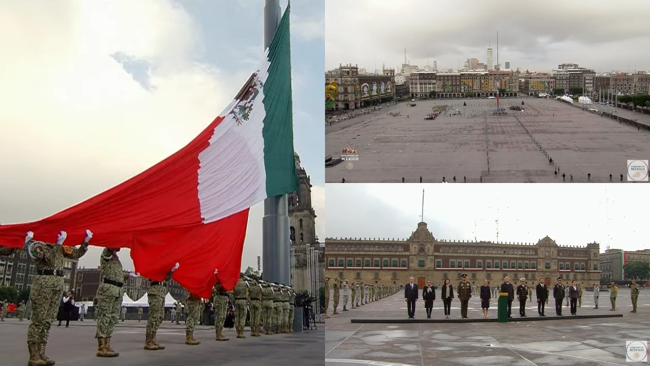 Realizan izamiento de bandera en memoria de víctimas de sismos de 1985 y 2017