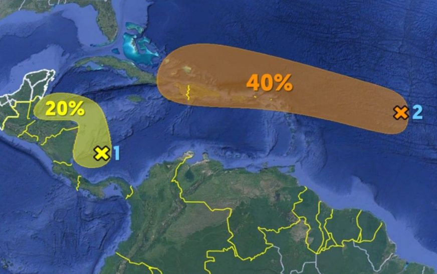 Vigilan dos zonas con potencial ciclónico en el Atlántico y el Caribe