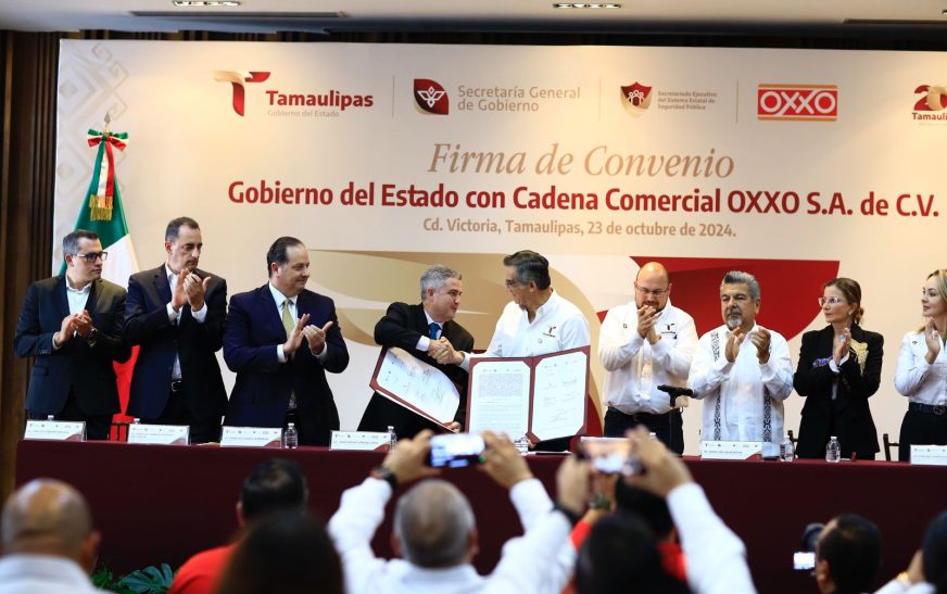 Firman convenio Gobierno de Tamaulipas y Oxxo para fortalecer seguridad