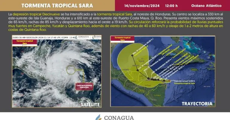 Se forma la tormenta tropical ‘Sara’ cerca de Quintana Roo