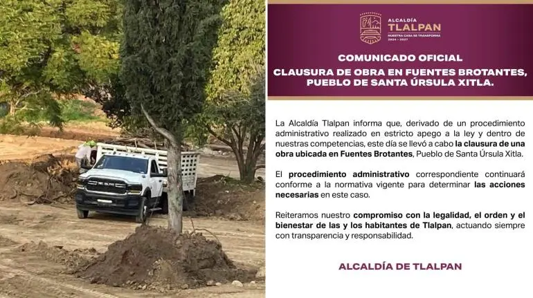 Clausuran obra en Fuentes Brotantes, Tlalpan