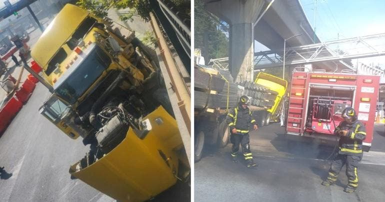 Accidente en México-Toluca: Tráiler provoca carambola; hay dos heridos