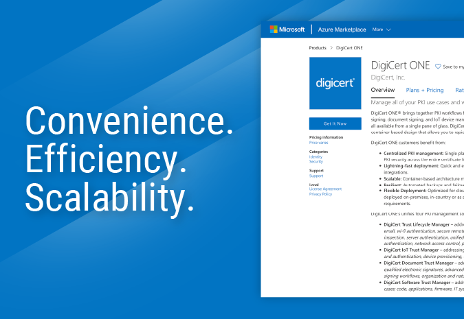 DigiCert ONE ya disponible en el Microsoft Azure Marketplace