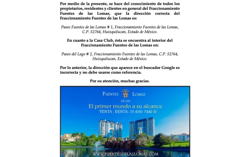 FRACCIONAMIENTO FUENTES DE LAS LOMAS, TODO AL ALCANCE DE SU MANO