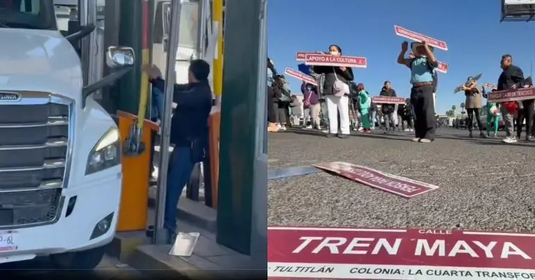 Vecinos de la colonia 4T toman caseta de Tepotzotlán en protesta al cambio de nombre