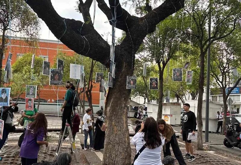 Madres buscadoras instalan El Árbol de la Esperanza en CDMX