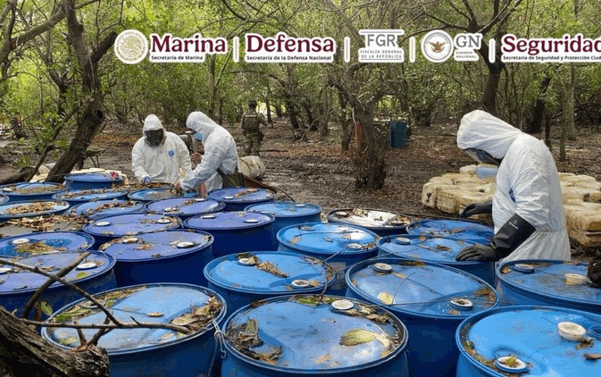 Aseguran 12.8 toneladas de metanfetamina en Nayarit; desmantelan narcolaboratorio
