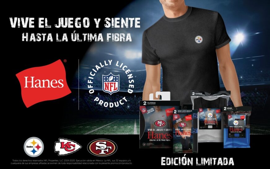 Hanes lanza colección oficial NFL 2025 con 49ers, Steelers y Chiefs