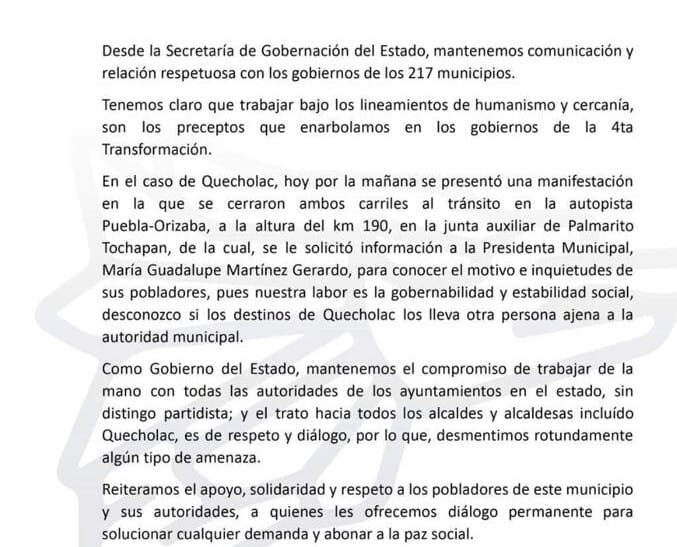 Desmiente Segob Puebla cualquier tipo de amenazas