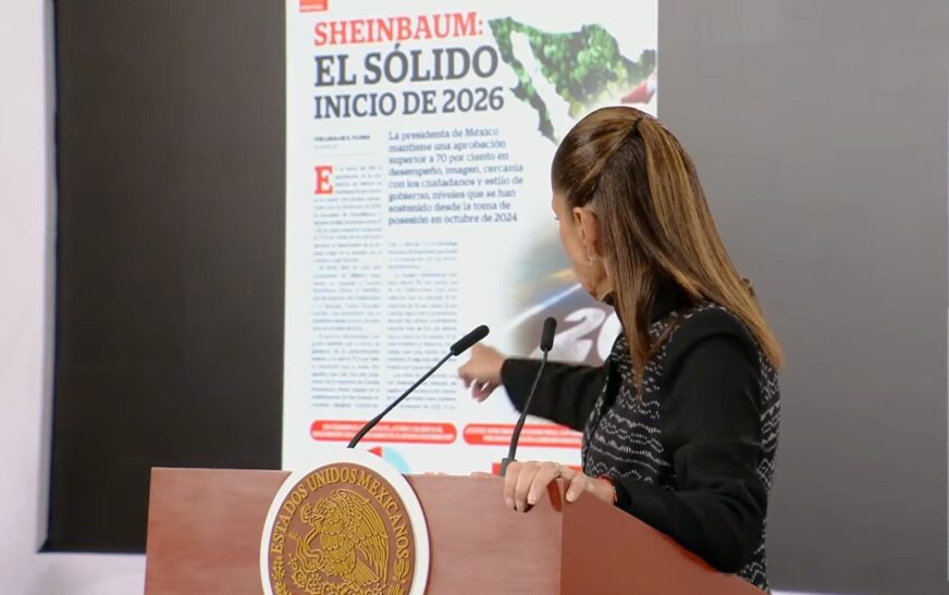 Sheinbaum inicia 2026 con 77.5% de aprobación, según encuesta de Reporte Índigo